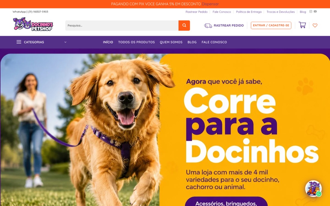 Loja virtual Docinhos Pet Shop